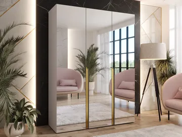 Milias Garderob med spegel 150x202 cm - beige - Förvaring - Garderober & garderobssystem