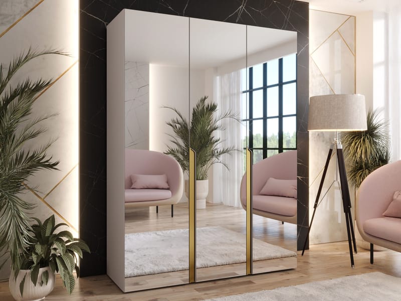 Milias Garderob med spegel 150x202 cm - beige - Förvaring - Garderober & garderobssystem