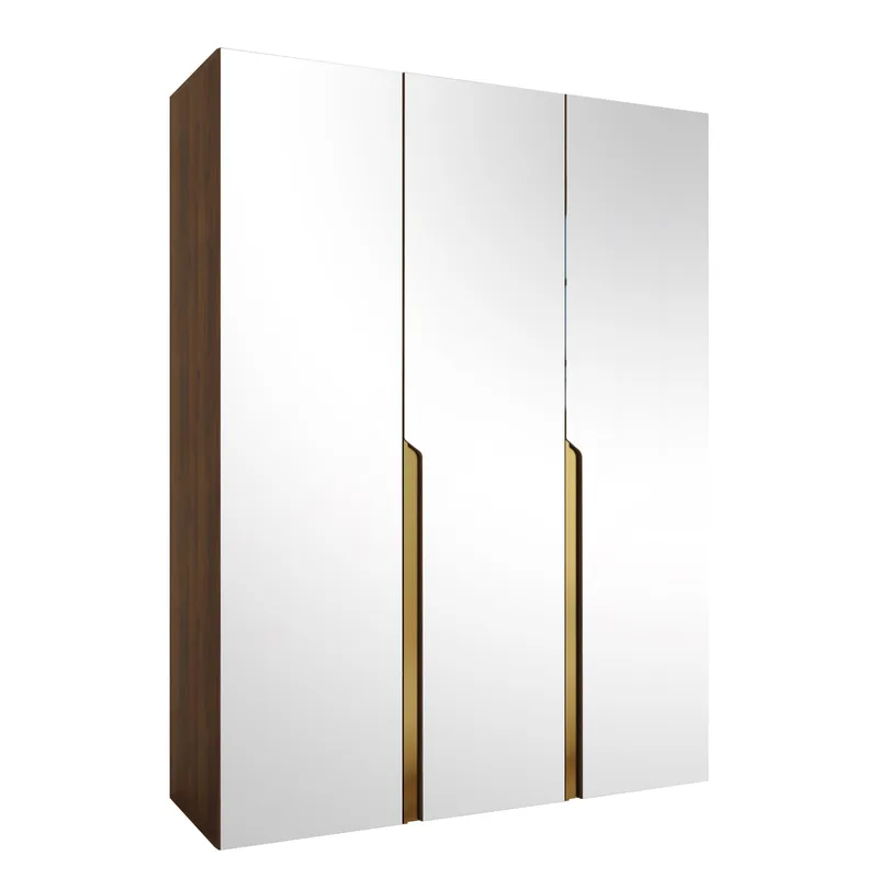 Milias Garderob med spegel 150x202 cm - Brun/guld - Förvaring - Garderober & garderobssystem