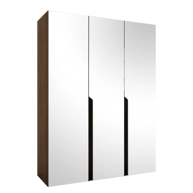 Milias Garderob med spegel 150x202 cm - Brun/svart - Förvaring - Garderober & garderobssystem