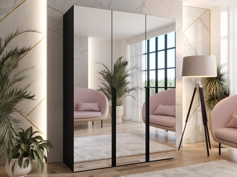Milias Garderob med spegel 150x202 cm - svart - Förvaring - Garderober & garderobssystem