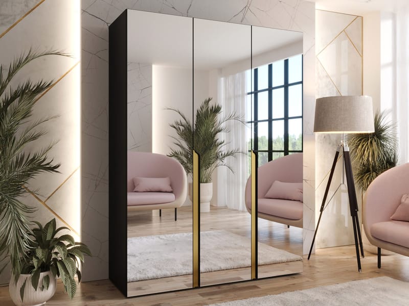 Milias Garderob med spegel 150x202 cm - svart - Förvaring - Garderober & garderobssystem