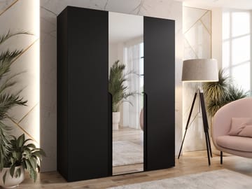 Milias Garderob med spegel 150x202 cm - svart - Förvaring - Garderober & garderobssystem