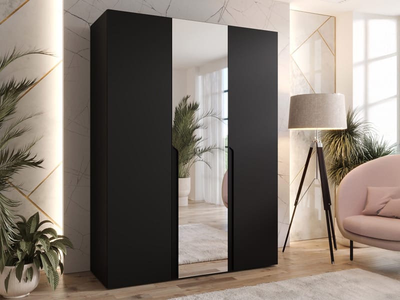 Milias Garderob med spegel 150x202 cm - svart - Förvaring - Garderober & garderobssystem