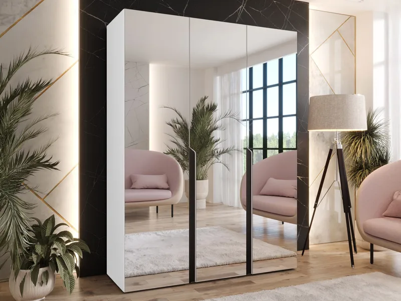 Milias Garderob med spegel 150x202 cm - vit - Förvaring - Garderober & garderobssystem