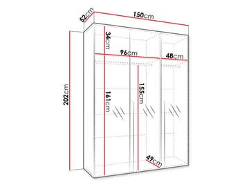 Milias Garderob med spegel 150x202 cm - vit - Förvaring - Garderober & garderobssystem