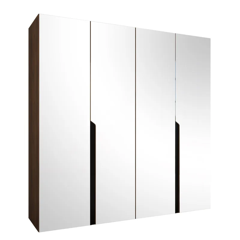 Milias Garderob med spegel 200x202 cm - Brun/svart - Förvaring - Garderober & garderobssystem