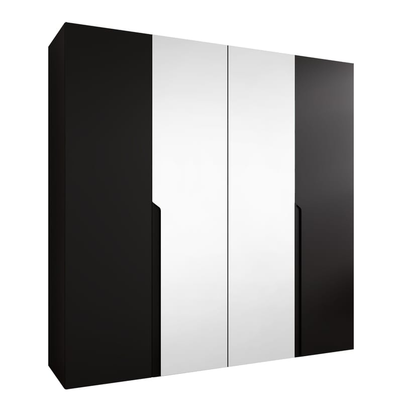 Milias Garderob med spegel 200x202 cm, svart