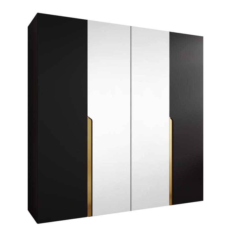 Milias Garderob med spegel 200x202 cm, svart