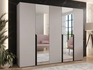 Milias Garderob med spegel 250x202 cm - beige - Förvaring - Garderober & garderobssystem