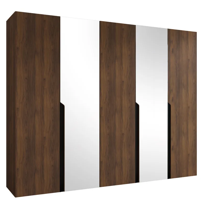 Milias Garderob med spegel 250x202 cm - Brun/svart - Förvaring - Garderober & garderobssystem