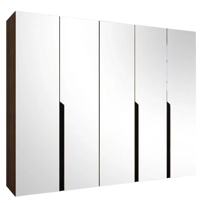 Milias Garderob med spegel 250x202 cm - Brun/svart - Förvaring - Garderober & garderobssystem