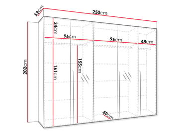 Milias Garderob med spegel 250x202 cm - Brun/svart - Förvaring - Garderober & garderobssystem