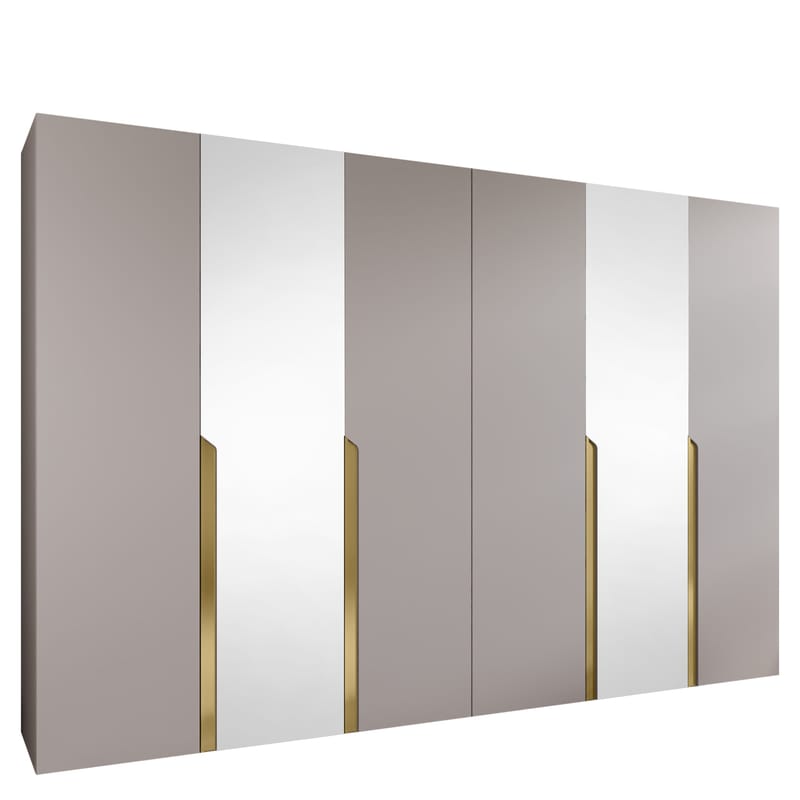 Milias Garderob med spegel 300x202 cm, beige / guld