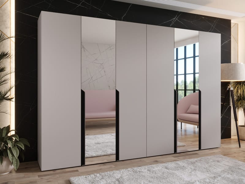 Milias Garderob med spegel 300x202 cm - beige - Förvaring - Garderober & garderobssystem