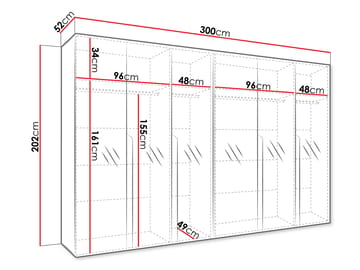 Milias Garderob med spegel 300x202 cm - Brun/guld - Förvaring - Garderober & garderobssystem