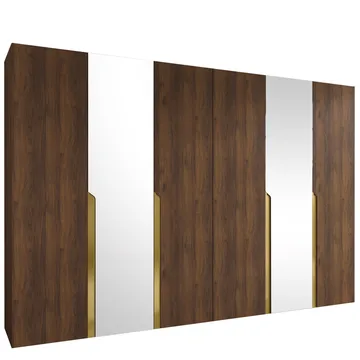 Milias Garderob med spegel 300x202 cm - Brun/guld - Förvaring - Garderober & garderobssystem