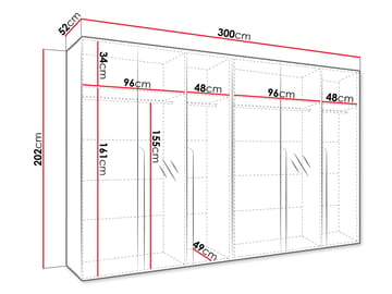 Milias Garderob med spegel 300x202 cm - Brun/guld - Förvaring - Garderober & garderobssystem