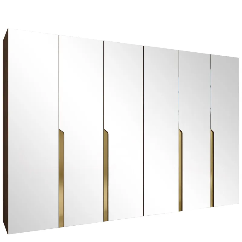 Milias Garderob med spegel 300x202 cm - Brun/guld - Förvaring - Garderober & garderobssystem