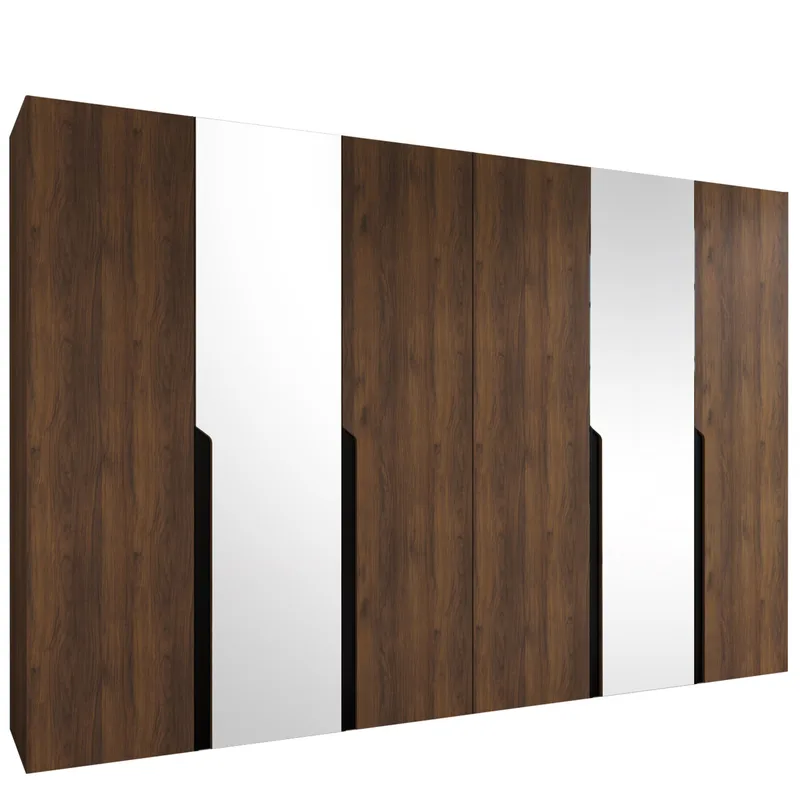 Milias Garderob med spegel 300x202 cm - Brun/svart - Förvaring - Garderober & garderobssystem
