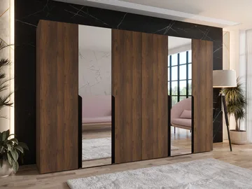 Milias Garderob med spegel 300x202 cm - Brun/svart - Förvaring - Garderober & garderobssystem
