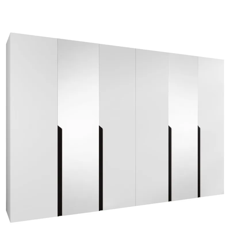 Milias Garderob med spegel 300x202 cm, vit / svart