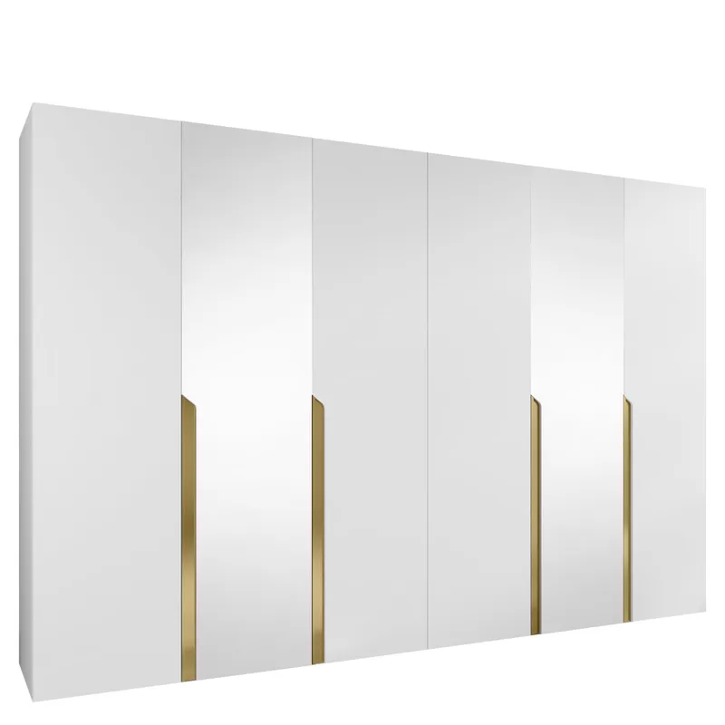 Milias Garderob med spegel 300x202 cm, vit