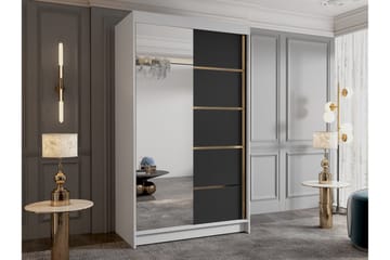 Narbonne Garderob med Spegel 100x200 cm - Svart/Vit - Förvaring - Garderober & garderobssystem