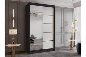 Narbonne Garderob med Spegel 100x200 cm - Vit/Svart - Förvaring - Garderober & garderobssystem