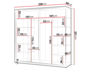 Navron Garderob med Spegel 220x221 cm - Beige - Förvaring - Garderober & garderobssystem