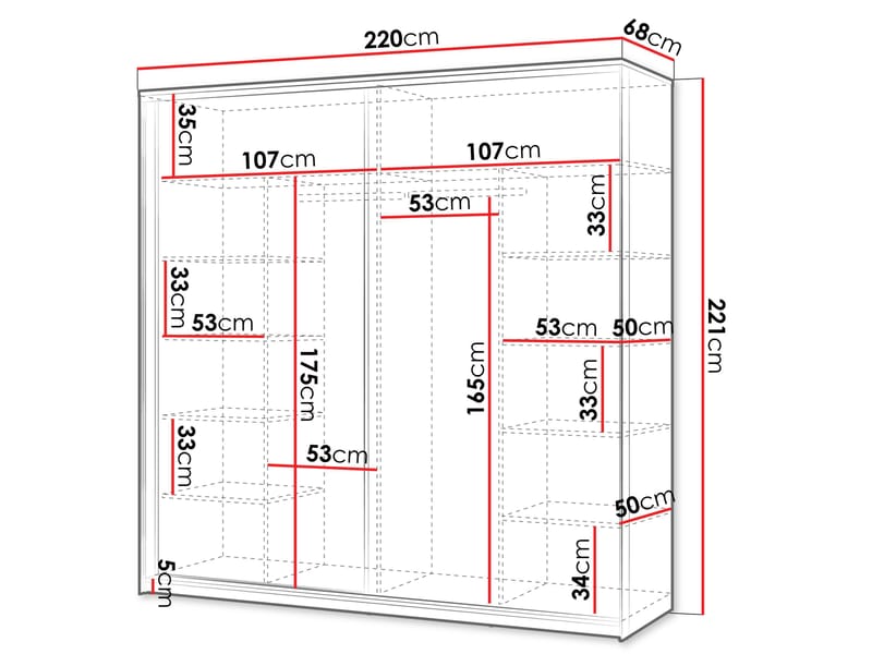 Navron Garderob med Spegel 220x221 cm - Beige - Förvaring - Garderober & garderobssystem