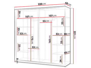 Navron Garderob med Spegel 220x221 cm - Beige - Förvaring - Garderober & garderobssystem