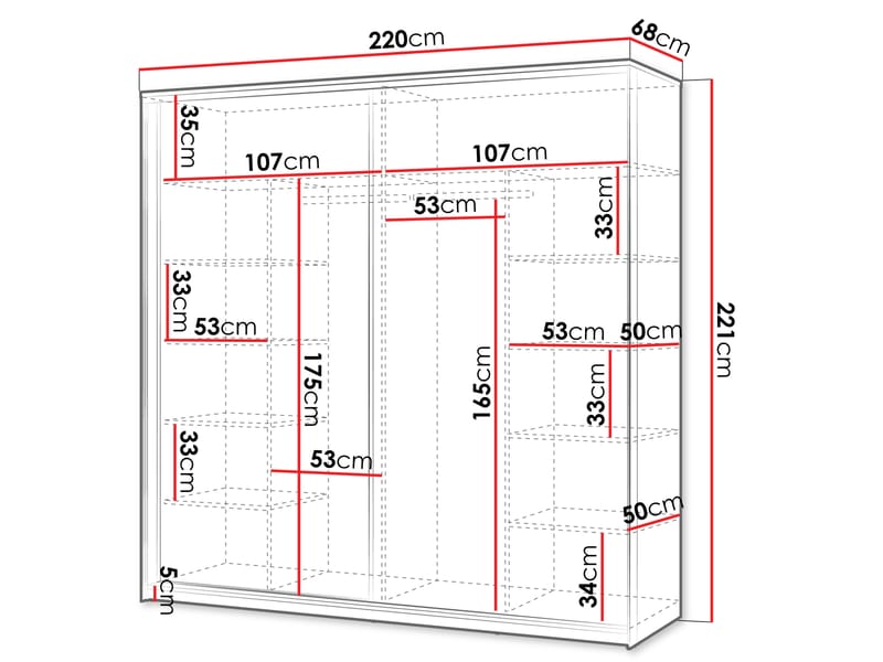 Navron Garderob med Spegel 220x221 cm - Beige - Förvaring - Garderober & garderobssystem