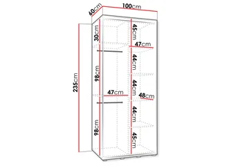 Norrebon Garderob med Spegel 100x235 cm - Beige - Förvaring - Garderober & garderobssystem