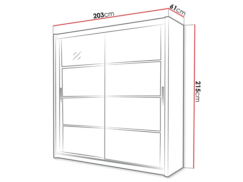 Norrebon Garderob med spegel 203x215 cm - svart - Förvaring - Garderober & garderobssystem