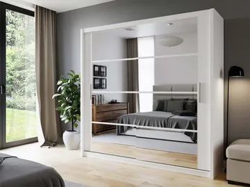 Norrebon Garderob med spegel 203x215 cm - vit - Förvaring - Garderober & garderobssystem