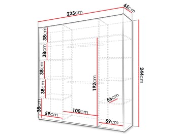 Olvik Garderob med Spegel 225x244 cm - Beige - Förvaring - Garderober & garderobssystem