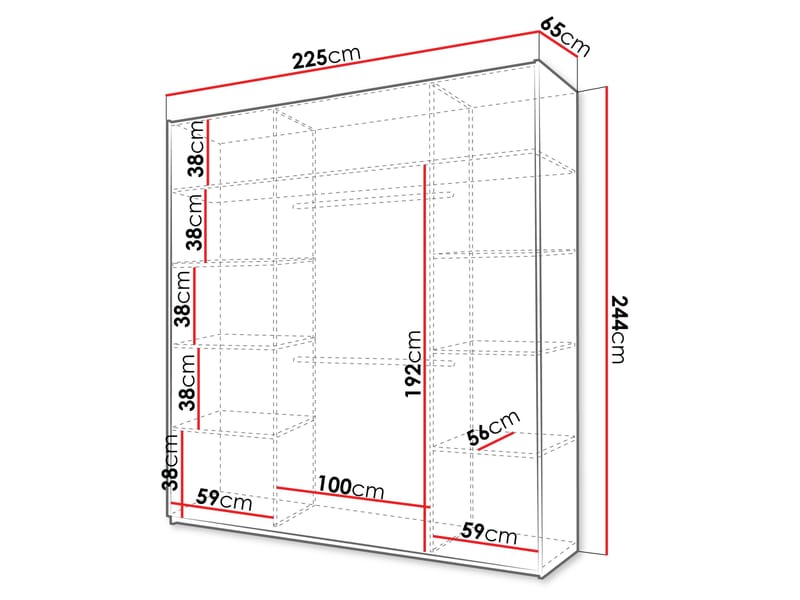 Olvik Garderob med Spegel 225x244 cm - Beige - Förvaring - Garderober & garderobssystem