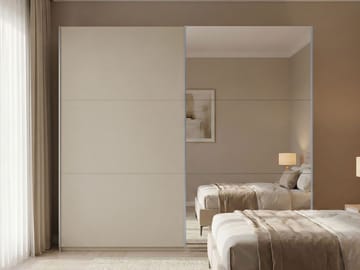 Olvik Garderob med Spegel 225x244 cm - Beige - Förvaring - Garderober & garderobssystem