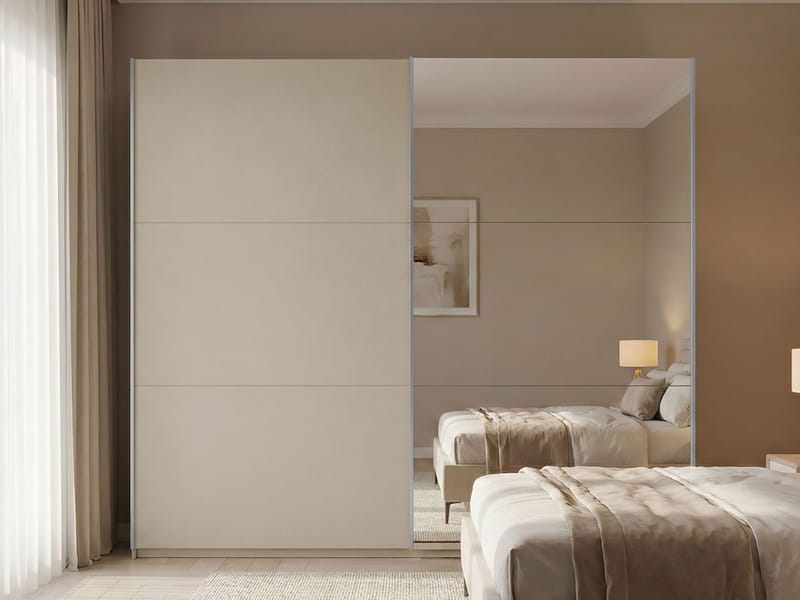 Olvik Garderob med Spegel 225x244 cm - Beige - Förvaring - Garderober & garderobssystem