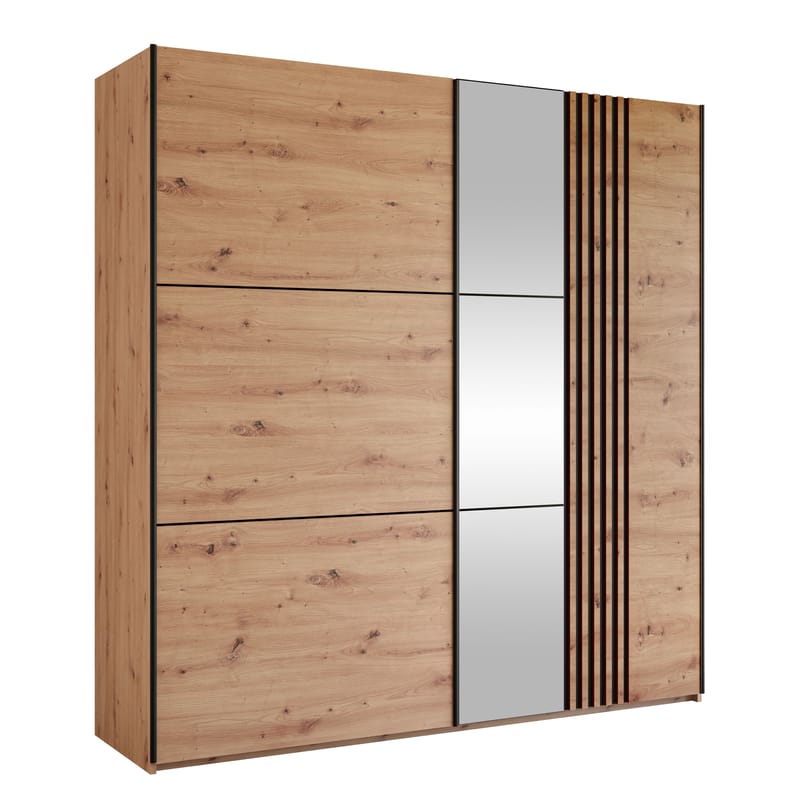 Osval Garderob med Spegel 203x215 cm - Brun/Svart - Förvaring - Garderober & garderobssystem