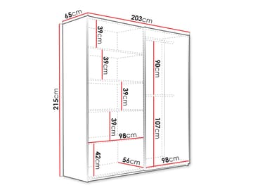 Osval Garderob med Spegel 203x215 cm - Brun/Svart - Förvaring - Garderober & garderobssystem
