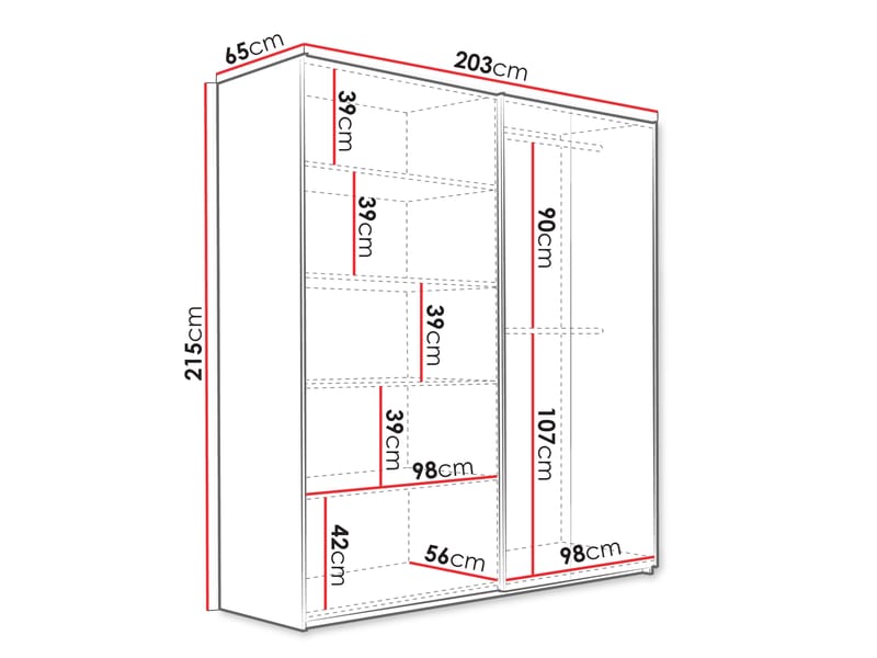 Osval Garderob med Spegel 203x215 cm - Vit/Brun - Förvaring - Garderober & garderobssystem