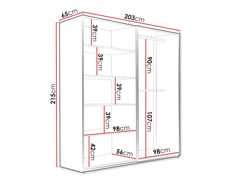 Osval Garderob med Spegel 203x215 cm - Vit/Brun - Förvaring - Garderober & garderobssystem