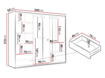 Osval Garderob med Spegel 250x215 cm - Brun/Svart - Förvaring - Garderober & garderobssystem