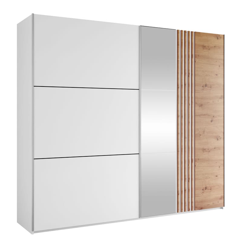 Osval Garderob med Spegel 250x215 cm, Vit/Brun