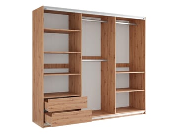 Osval Garderob med Spegel 250x215 cm - Vit/Brun - Förvaring - Garderober & garderobssystem