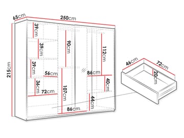 Osval Garderob med Spegel 250x215 cm - Vit/Brun - Förvaring - Garderober & garderobssystem