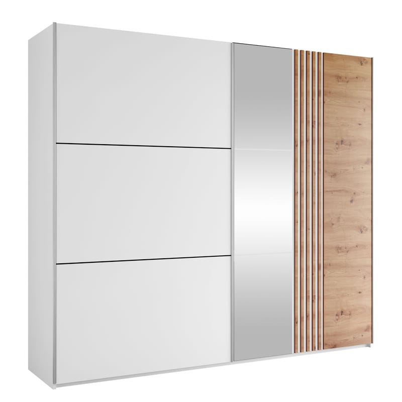 Osval Garderob med Spegel 250x215 cm, Vit/Brun