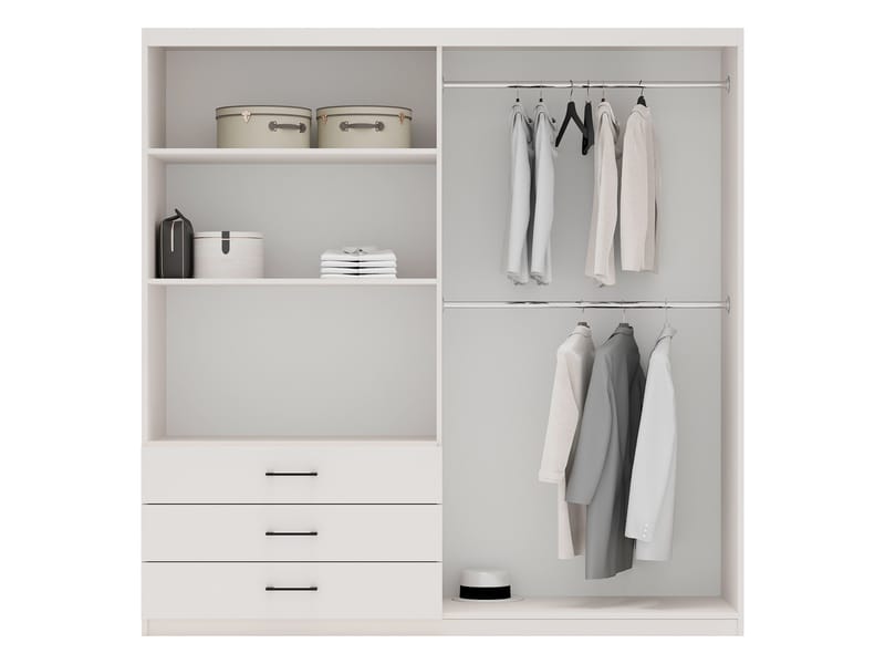 Pekin Garderob med Spegel och Förvaring 215 cm i Trä - Beige - Förvaring - Garderober & garderobssystem